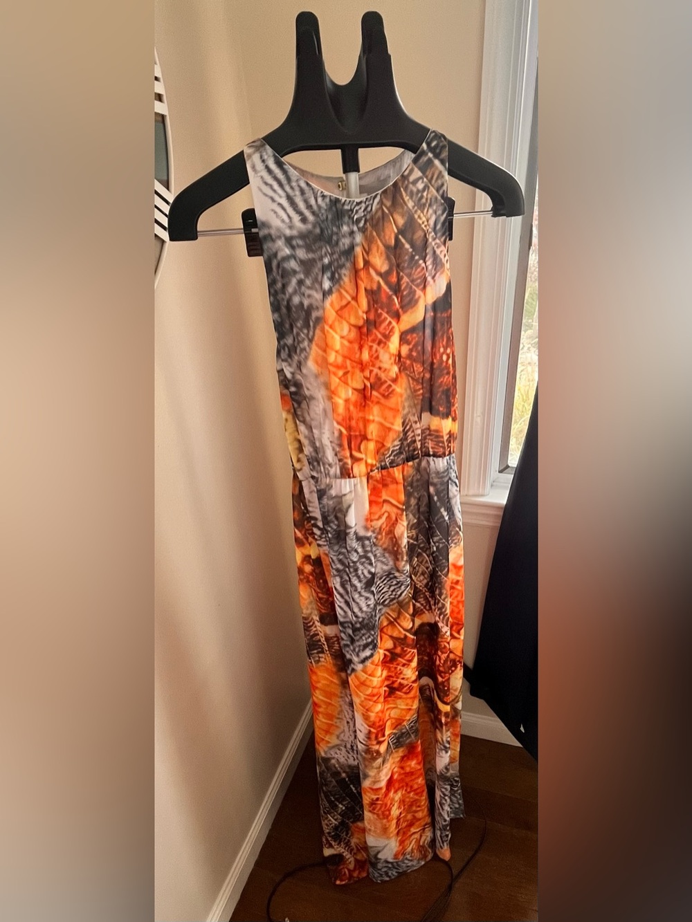 H&M Women’s Orange & Gray Printed Maxi Dress